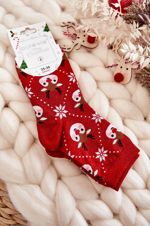 Жіночі новорічні шкарпетки Shiny Reindeer Red
