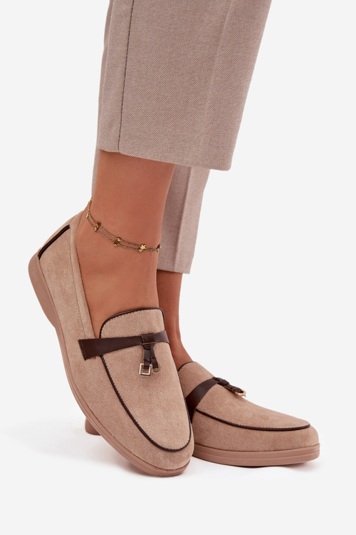 Мокасини Лофери Жіночі З Еко Замшу Бежеві Дарвен