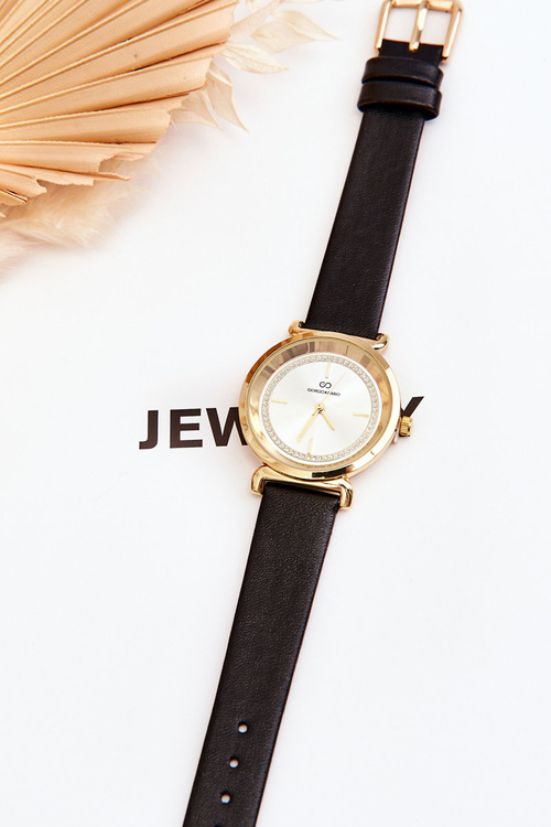 Класичний жіночий шкіряний годинник чорного кольору Giorgio&Dario