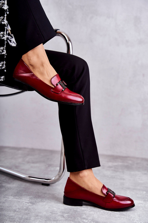 Модні шкіряні лофери бордового кольору Trine
