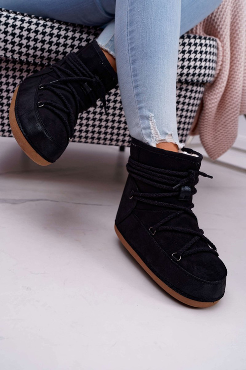 Жіночі зимові черевики флісові утеплені чорні Veme