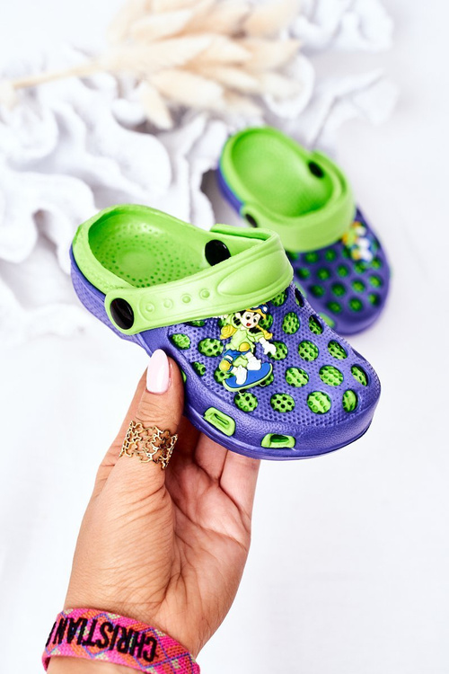 Дитячі поролонові тапочки Crocs Navy-Green Jupiter