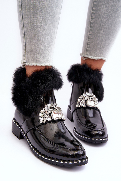 Жіночі ботильйони на плоскій каблуці та платформі чорні Linestta