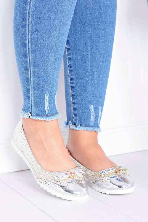 Жіночі сріблясті балетки без шнурівки з Cocard Cleoss