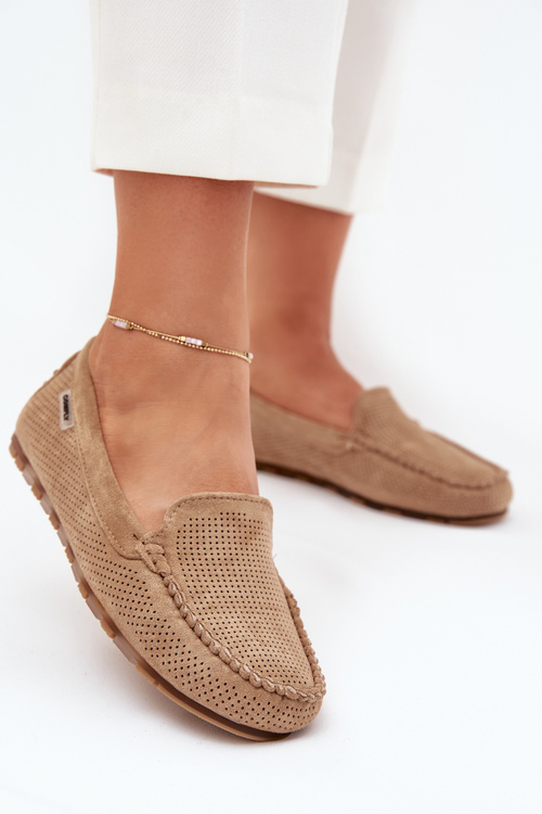 Жіночі Ажурні Мокасини З Еко Замшу Коричневі Amrutia