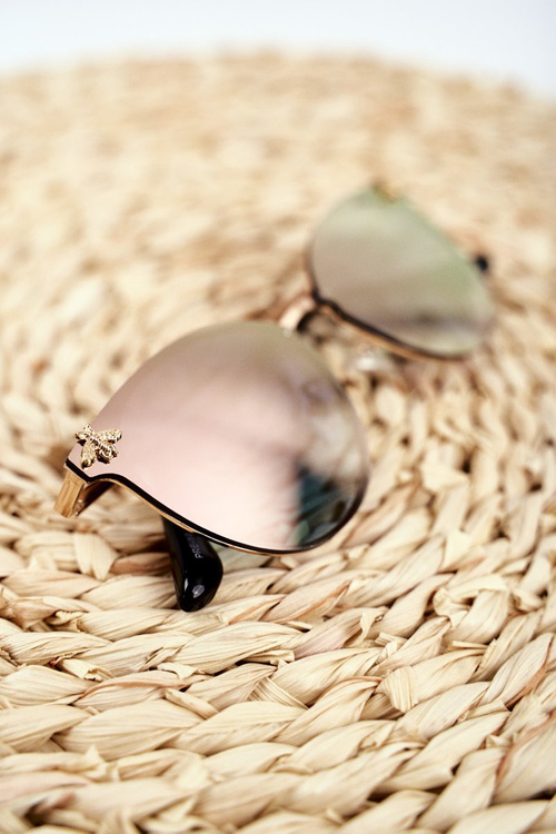 Жіночі сонцезахисні окуляри Prius PRE-17 Gold Pink Mirror Insect