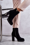 Чоботи жіночі на високому каблуці з декором чорні теруко
