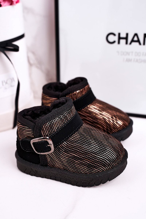 Дитячі зимові черевики з хутром Золотисті Чорні Dreamy