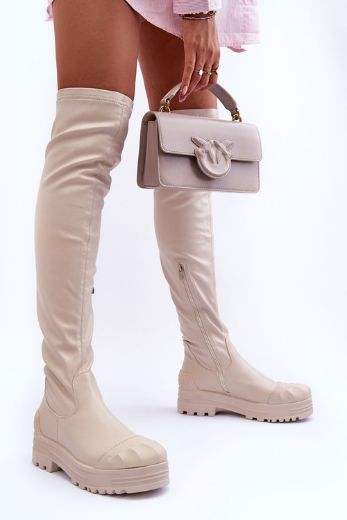 Високі чоботи на блискавці Beige Dudesa