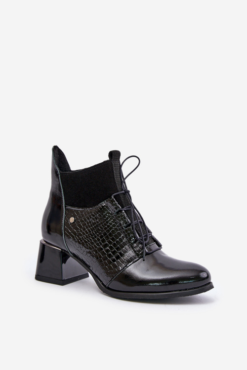 Zazoo 60503 Чорні шкіряні ботильйони на підборах