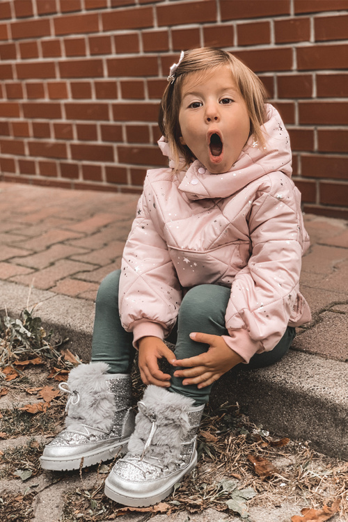 Дитячі чоботи Снігові чоботи з хутром сріблясті Мінні Маус