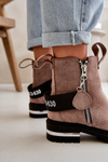Теплі жіночі ботильйони на блискавці темно-бежевого кольору Calvaro