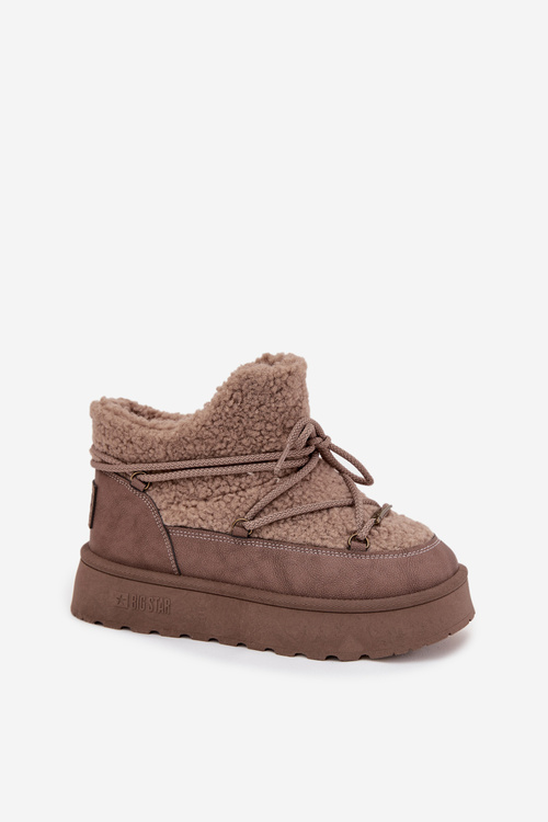 Жіночі Чоботи На Платформі З Шершею Типу Баранець SS274112 Коричневі