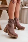 Жіночі чоботи на підборах із блискавкою з еко-замші коричневого кольору Rashmi