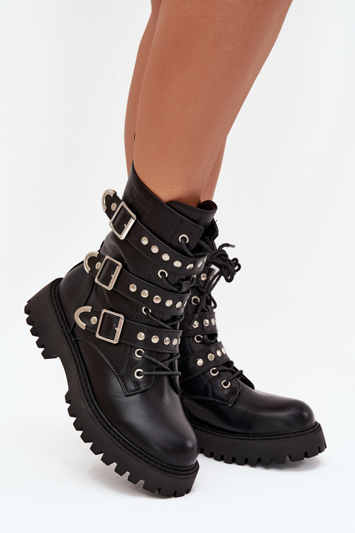 Утеплені Робочі Черевики З Ремінцями І Застібками Big Star OO274707 Чорні