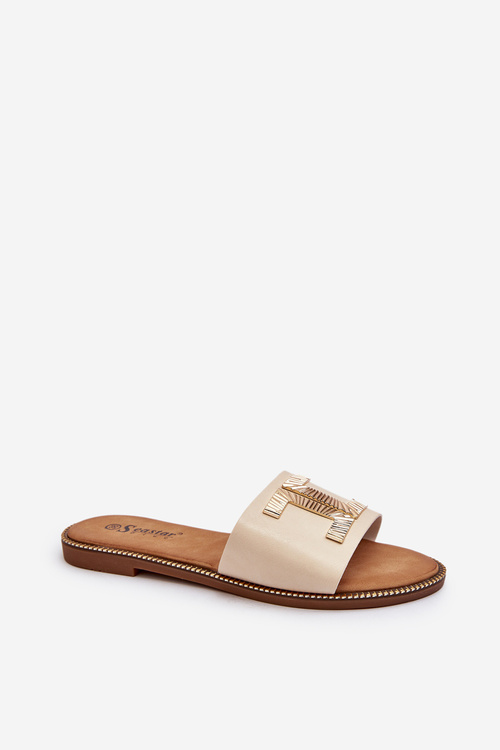 Жіночі тапочки з бежевим орнаментом Ollavia