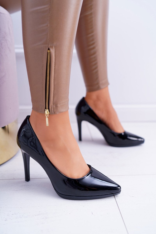 Жіночі туфлі Sergio Leone Black Lacquered Misawu на шпильці