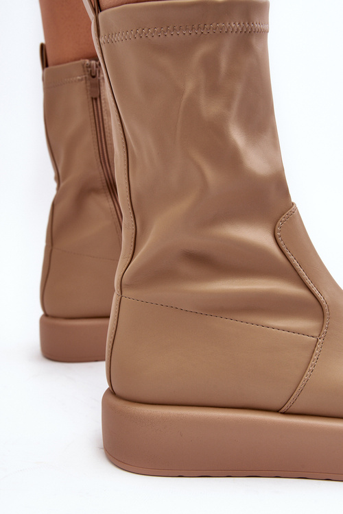 Жіночі ботильйони на платформі бежевого кольору зі штучної шкіри Algedi