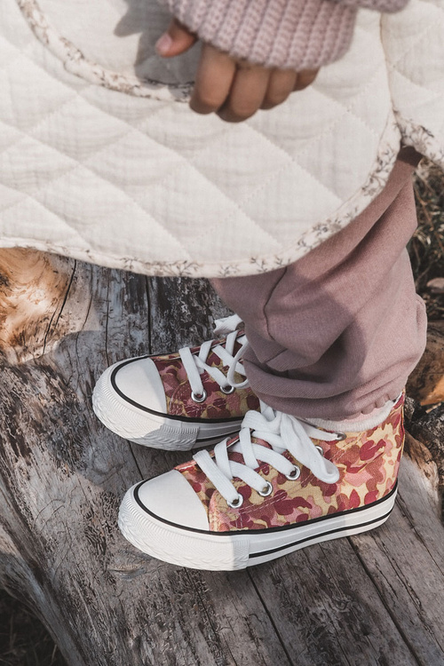 Високі дитячі кросівки на блискавці Filemon рожево-жовті