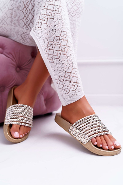 Жіночі шльопанці з бісером Gold Elavi