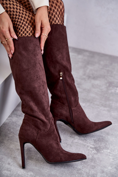 Класичні замшеві чорні чоботи на коричневій Ameya