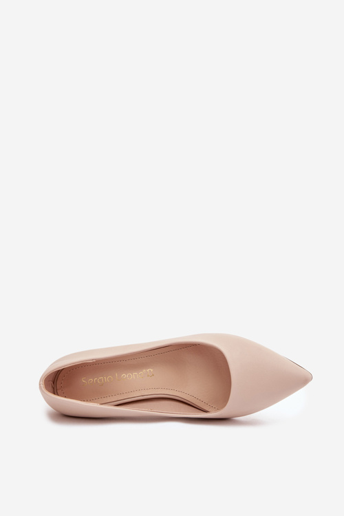 Туфлі на підборах Еко шкіра Серджіо Леоне 1446 світло бежеві