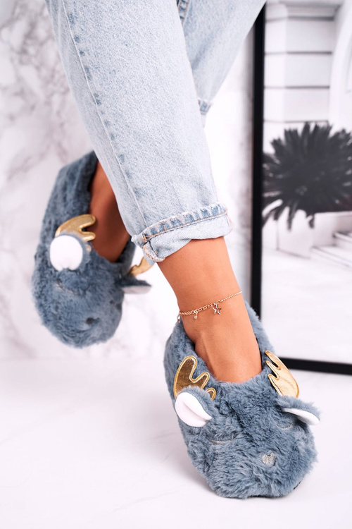 Різдвяні ізольовані пухнасті тапочки сині дзвіночки