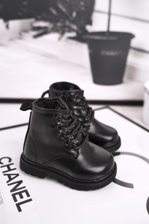 Чоботи дитячі теплі на блискавці чорні Ammy