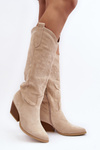 Жіночі ковбойські чоботи на каблуці світло-бежеві Sloana
