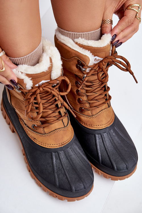 Жіночі зимові черевики на шнурівці з хутром Lee Cooper LCJ-24-44-2869 Camel