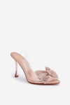 Прозорі Сандалі На Каблуку З Блискучим Бантом Рожеве Золото Viosta