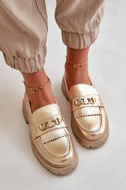 Жіночі мокасини з екошкіри з золотим декором Zanita