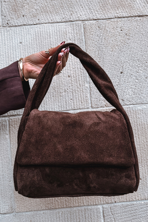 Шкіряна замшева сумка шоколад Monelle