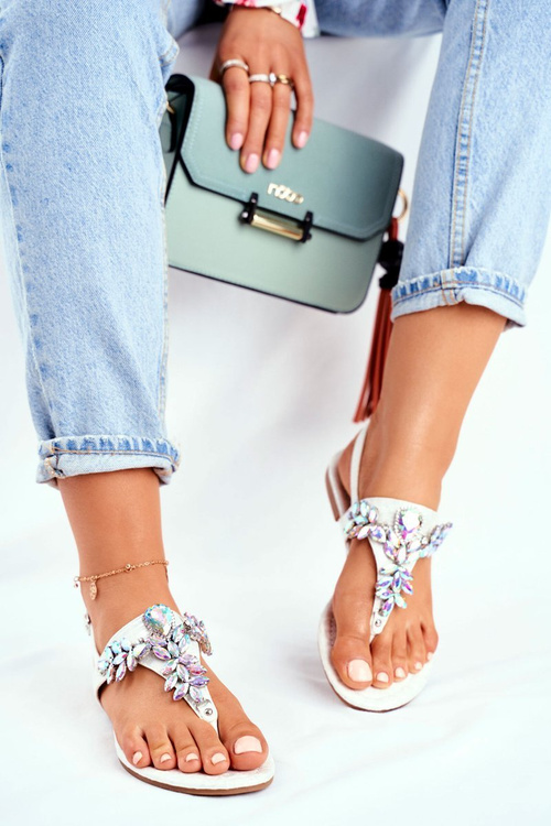 Жіночі босоніжки Елегантні шльопанці зі сріблястими кристалами Under Control