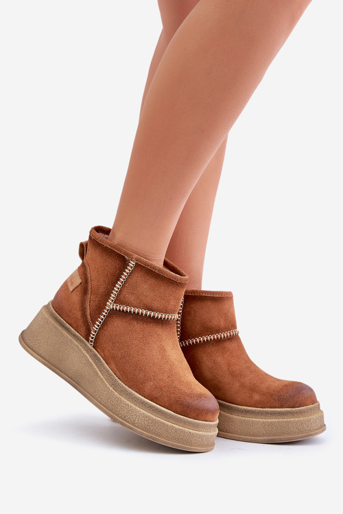 Шкіряні замшеві зимові черевики на платформі та танкетці Коричневий Maciejka 06769-29 Коричневий