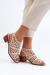 Бежеві ажурні босоніжки на підборах Serapina