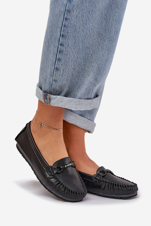 Плоскі Шкіряні Мокасини З Декором S.Barski LR51-547 Чорні