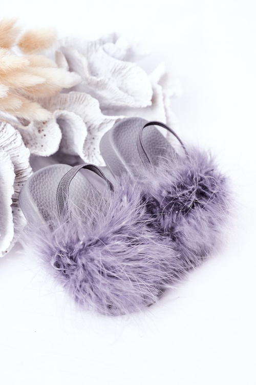 Дитячі гумові тапочки з екохутром світло-сірий Skylar