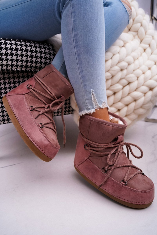 Жіночі зимові черевики флісові утеплені рожеві Veme