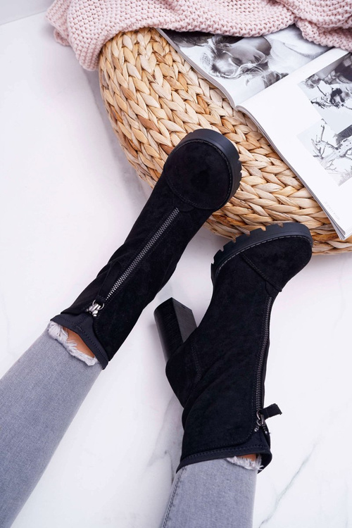 Жіночі чоботи на шпильці чорні Frann