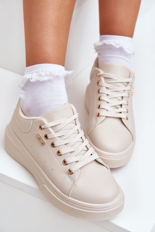 Кросівки Жіночі На Платформі Еко Шкіра Світло Бежеві Lelandine