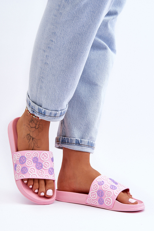 Жіночі тапочки зі смайлами Рожева Cosette