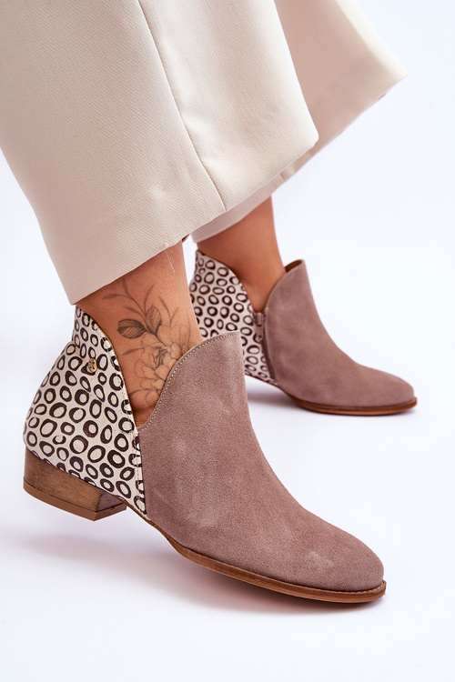 Шкіряні черевики Maciejka з крапками 04091-55 Темно-бежевий