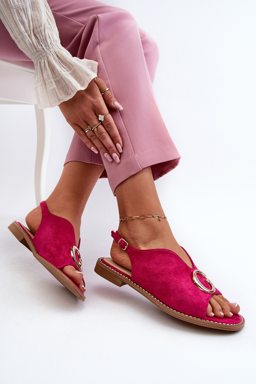Елегантні жіночі босоніжки з екозамшевим декором S.Barski KV27-058 Фуксія