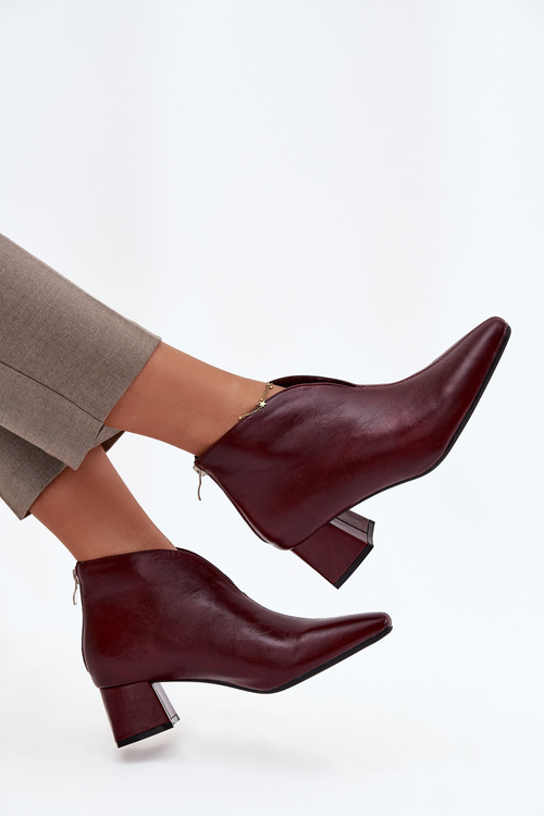 Еко Шкіряні жіночі чоботи на підборах Бордо Rylina