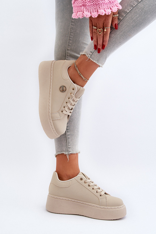 Жіночі кросівки на платформі бежевого кольору Eshen