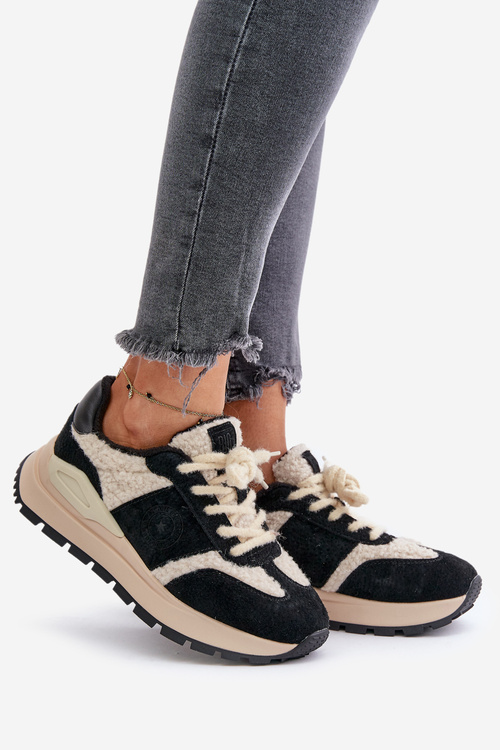 Теплі жіночі шкіряні кросівки Big Star OO274A318 HI-POLY SYSTEM Чорні