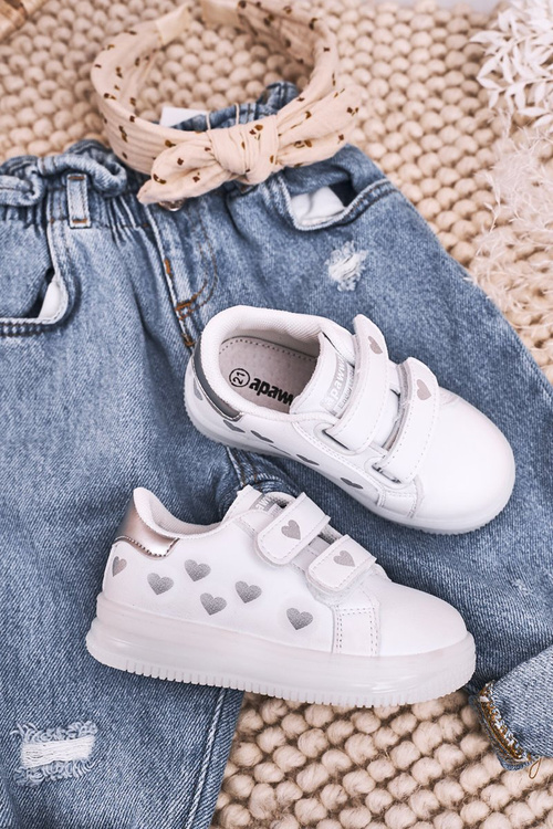 Дитяче спортивне взуття на світлодіодній підошві біло-сріблястий бумер