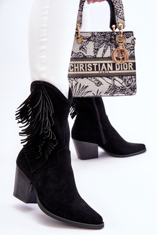 Жіночі низькі замшеві ковбойські черевики Black Elyse