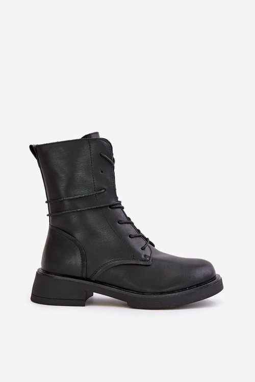 Теплі жіночі робочі черевики з еко шкіри Ellittia чорного кольору